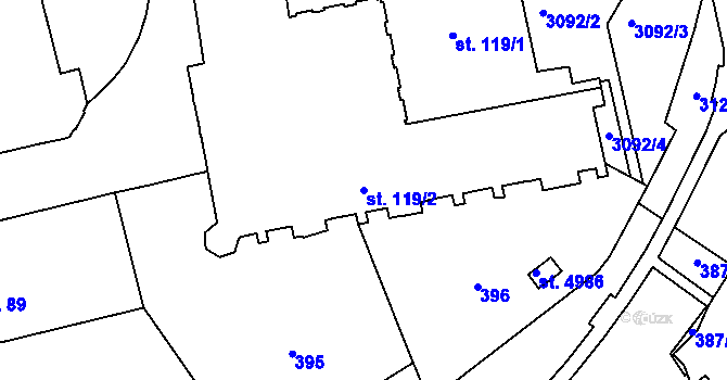 Parcela st. 119/2 v KÚ Šumperk, Katastrální mapa