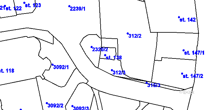 Parcela st. 138 v KÚ Šumperk, Katastrální mapa