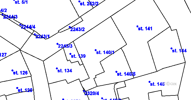 Parcela st. 140/1 v KÚ Šumperk, Katastrální mapa