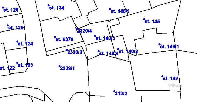 Parcela st. 140/4 v KÚ Šumperk, Katastrální mapa