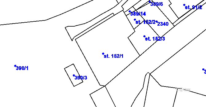Parcela st. 152/1 v KÚ Šumperk, Katastrální mapa
