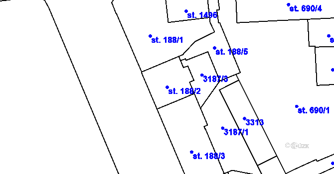 Parcela st. 188/2 v KÚ Šumperk, Katastrální mapa