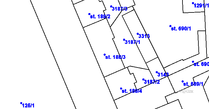 Parcela st. 188/3 v KÚ Šumperk, Katastrální mapa