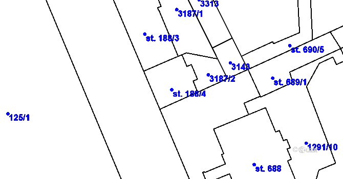 Parcela st. 188/4 v KÚ Šumperk, Katastrální mapa