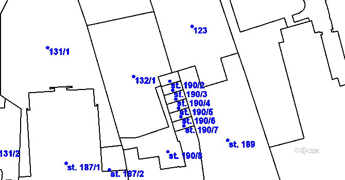Parcela st. 190/3 v KÚ Šumperk, Katastrální mapa