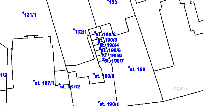 Parcela st. 190/6 v KÚ Šumperk, Katastrální mapa