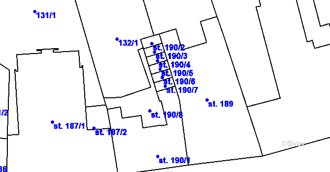 Parcela st. 190/7 v KÚ Šumperk, Katastrální mapa