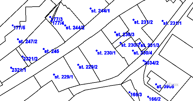 Parcela st. 230/1 v KÚ Šumperk, Katastrální mapa