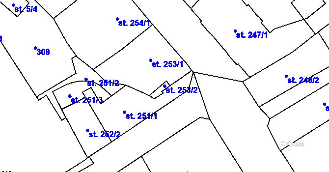 Parcela st. 253/2 v KÚ Šumperk, Katastrální mapa