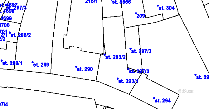 Parcela st. 293/2 v KÚ Šumperk, Katastrální mapa