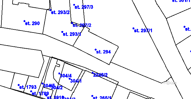 Parcela st. 294 v KÚ Šumperk, Katastrální mapa