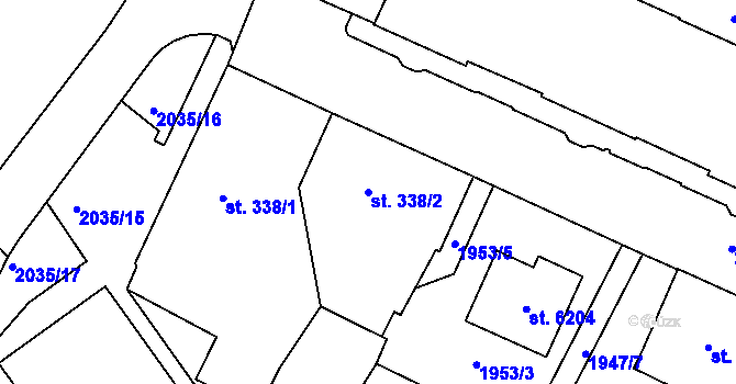 Parcela st. 338/2 v KÚ Šumperk, Katastrální mapa
