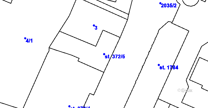 Parcela st. 372/5 v KÚ Šumperk, Katastrální mapa