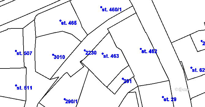 Parcela st. 463 v KÚ Šumperk, Katastrální mapa