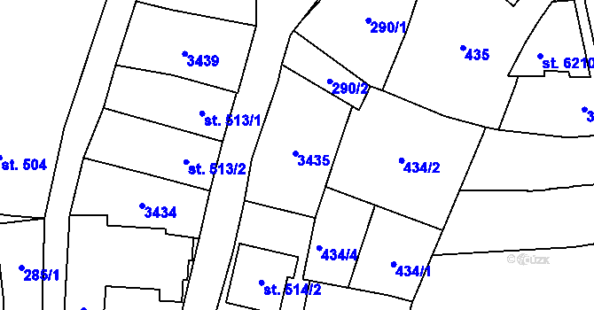 Parcela st. 514/1 v KÚ Šumperk, Katastrální mapa