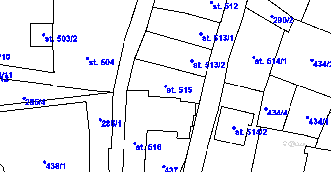 Parcela st. 515 v KÚ Šumperk, Katastrální mapa