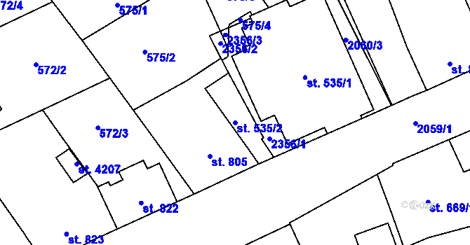 Parcela st. 535/2 v KÚ Šumperk, Katastrální mapa