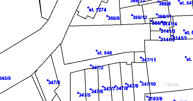 Parcela st. 546 v KÚ Šumperk, Katastrální mapa