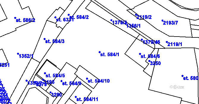 Parcela st. 584/1 v KÚ Šumperk, Katastrální mapa