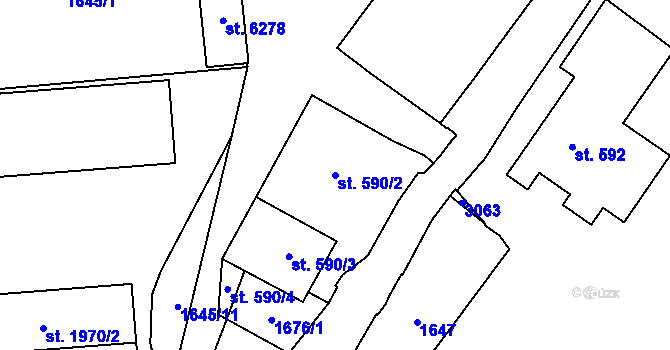 Parcela st. 590/2 v KÚ Šumperk, Katastrální mapa