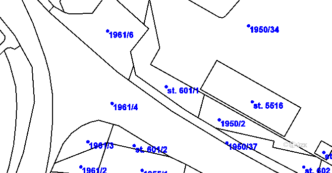Parcela st. 601/1 v KÚ Šumperk, Katastrální mapa