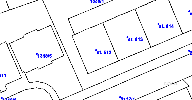 Parcela st. 612 v KÚ Šumperk, Katastrální mapa