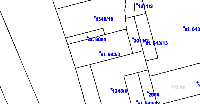Parcela st. 643/3 v KÚ Šumperk, Katastrální mapa