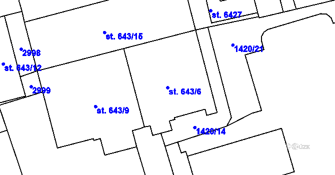 Parcela st. 643/6 v KÚ Šumperk, Katastrální mapa