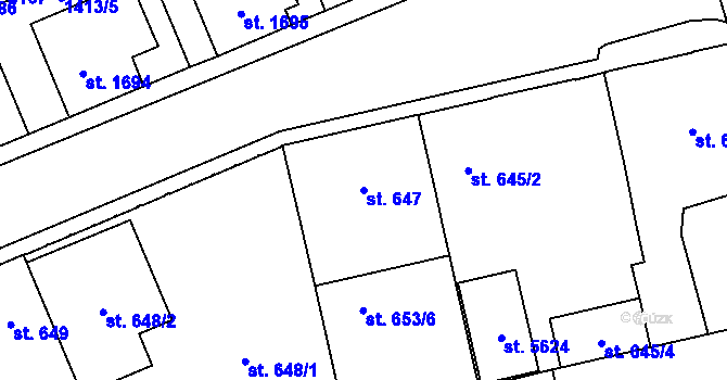 Parcela st. 647 v KÚ Šumperk, Katastrální mapa