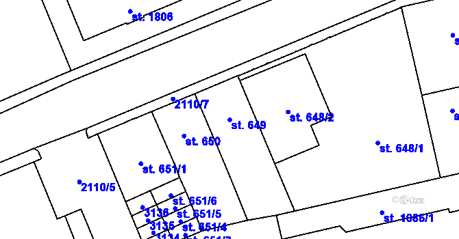 Parcela st. 649 v KÚ Šumperk, Katastrální mapa