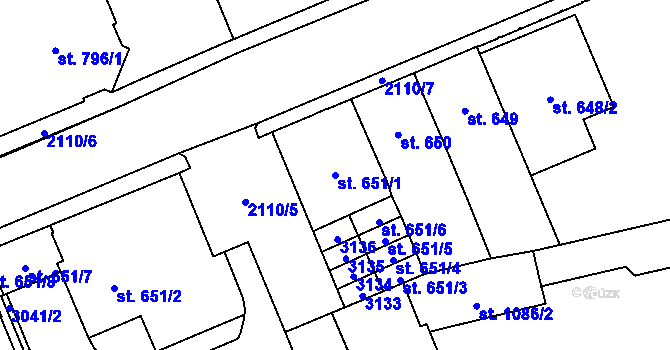 Parcela st. 651/1 v KÚ Šumperk, Katastrální mapa