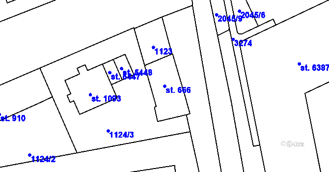 Parcela st. 666 v KÚ Šumperk, Katastrální mapa