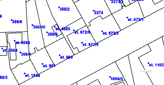 Parcela st. 672/4 v KÚ Šumperk, Katastrální mapa