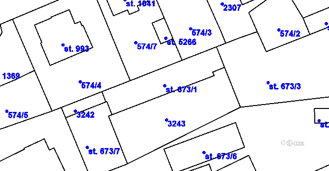 Parcela st. 673/1 v KÚ Šumperk, Katastrální mapa