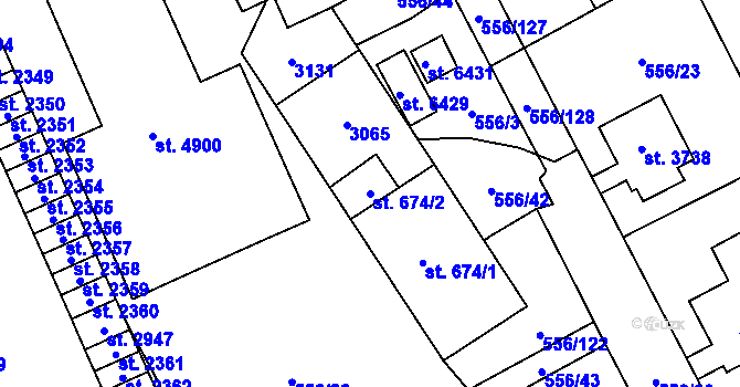 Parcela st. 674/2 v KÚ Šumperk, Katastrální mapa