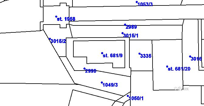 Parcela st. 681/9 v KÚ Šumperk, Katastrální mapa