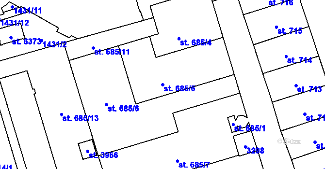 Parcela st. 685/5 v KÚ Šumperk, Katastrální mapa