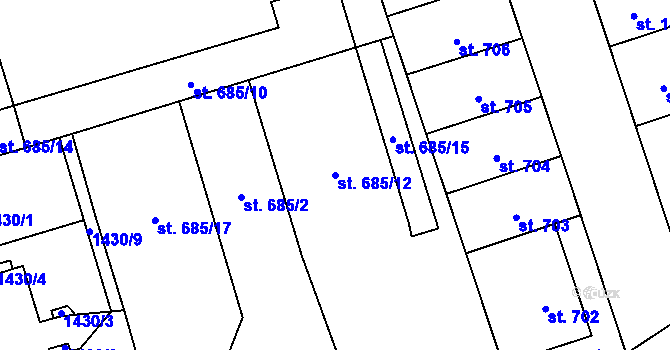Parcela st. 685/12 v KÚ Šumperk, Katastrální mapa