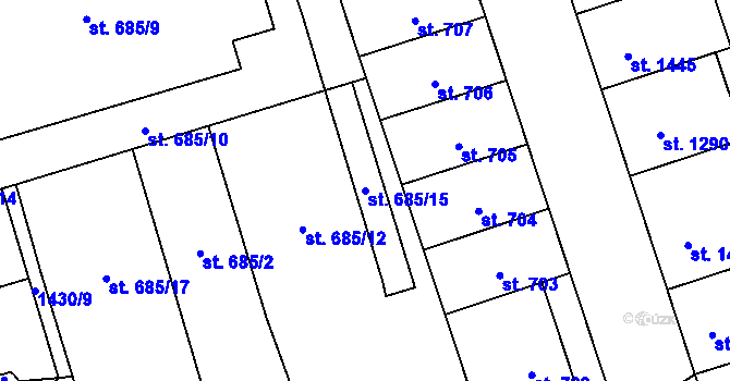 Parcela st. 685/15 v KÚ Šumperk, Katastrální mapa