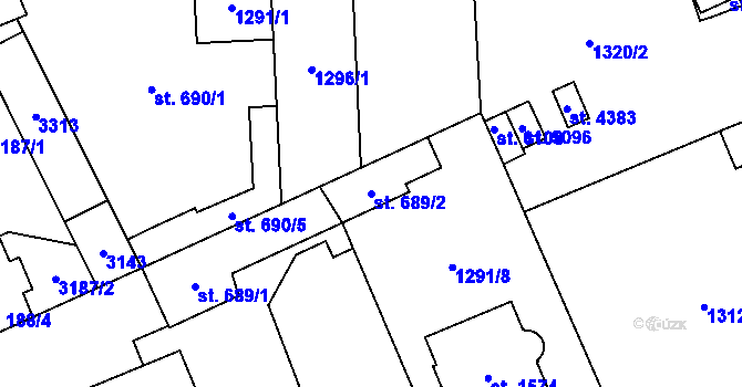 Parcela st. 689/2 v KÚ Šumperk, Katastrální mapa