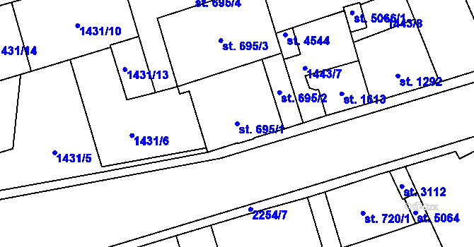 Parcela st. 695/1 v KÚ Šumperk, Katastrální mapa