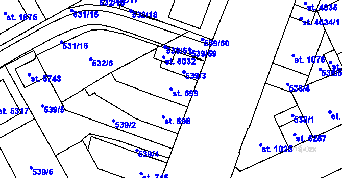 Parcela st. 699 v KÚ Šumperk, Katastrální mapa