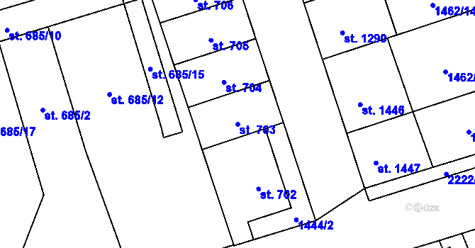 Parcela st. 703 v KÚ Šumperk, Katastrální mapa