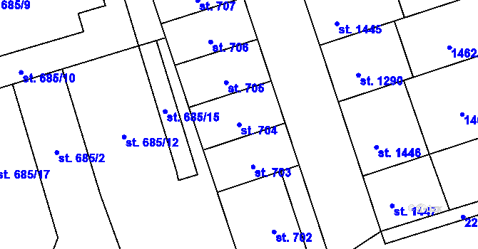 Parcela st. 704 v KÚ Šumperk, Katastrální mapa