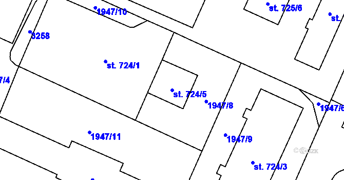 Parcela st. 724/5 v KÚ Šumperk, Katastrální mapa