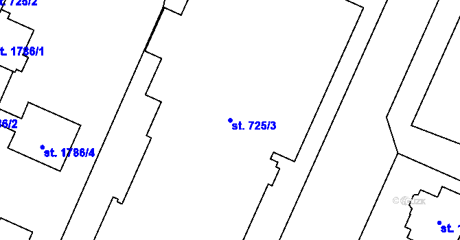 Parcela st. 725/3 v KÚ Šumperk, Katastrální mapa