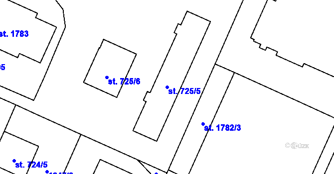 Parcela st. 725/5 v KÚ Šumperk, Katastrální mapa