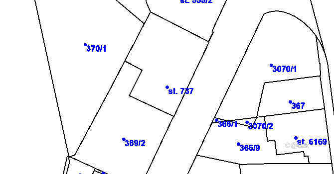 Parcela st. 737 v KÚ Šumperk, Katastrální mapa