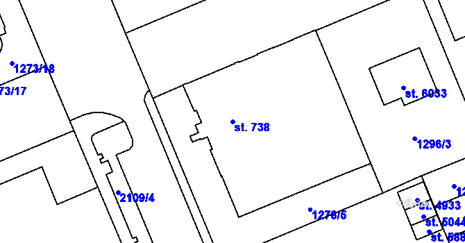 Parcela st. 738 v KÚ Šumperk, Katastrální mapa