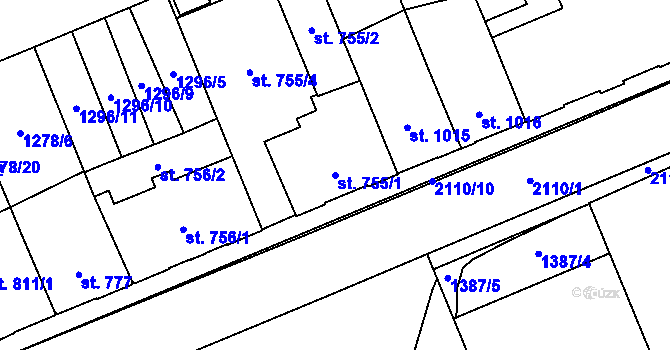 Parcela st. 755/1 v KÚ Šumperk, Katastrální mapa